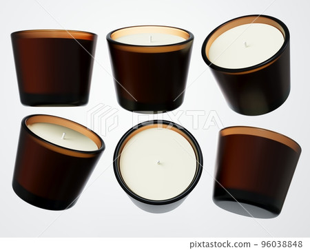 Brown glass container candle mock-up 3D render, scented candle design ready template Brown glass container candle mock-up 3D render, scented candle design ready template 96038848