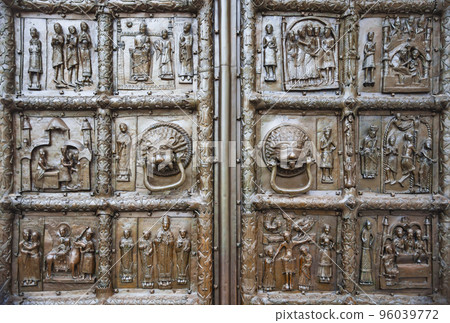 Magdeburg Gate is a Romanesque bronze gate of the middle of the XII century on the western side of St. Sophia Cathedral in Veliky Novgorod 96039772