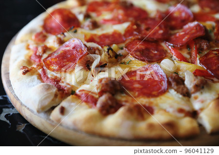 pepperoni pizza in close up pepperoni pizza in close up 96041129