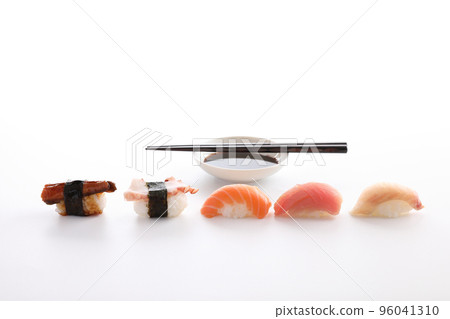 Sushi mix Japanese food sushi salmon tuna octopus eel and sea bass japan local food isolated in white background Sushi mix Japanese food sushi salmon tuna octopus eel and sea bass japan local food isolated in white background 96041310