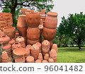 Ceramic clay  jars  on sale in a gardening store 96041482
