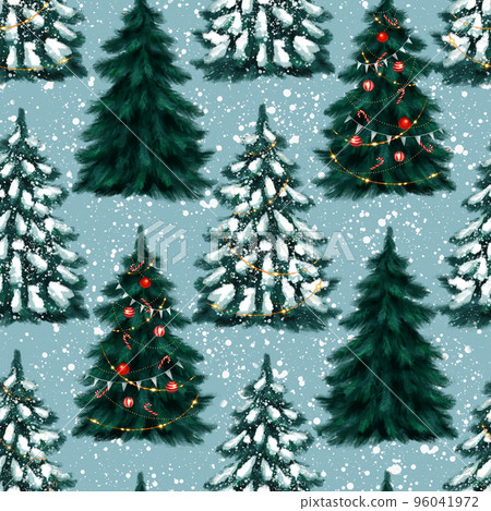 Seamless Christmas background with decorative Christmas trees Seamless Christmas background with decorative Christmas trees 96041972