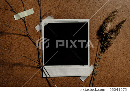 Photo frame mockup and stationery for creative work design. Download image Photo frame mockup and stationery for creative work design. Download image 96041973