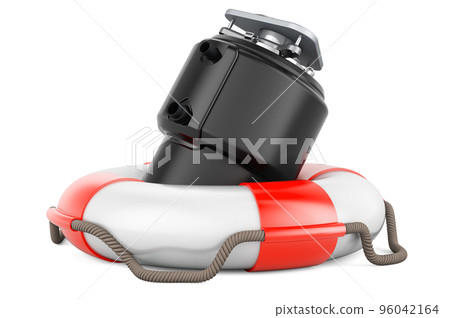Garbage disposal unit with lifebelt, 3D rendering 96042164