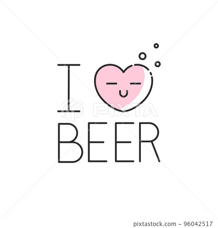 I love beer icon. Vector modern beer lovers sign with cute heart.  96042517