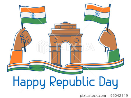 Illustration of Happy Republic Day of India. Indian national traditional holiday. 96042549