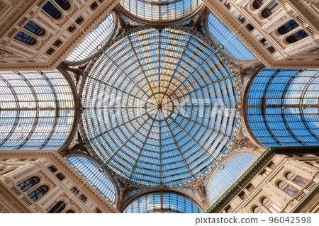 Historic public shopping gallery with old Architecture, Galleria Umberto I. Naples, Italy Historic public shopping gallery with old Architecture, Galleria Umberto I. Naples, Italy 96042598