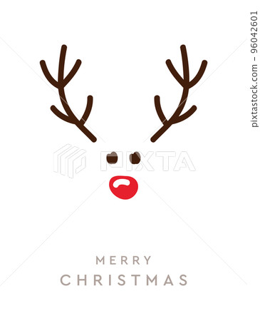 reindeer with red nose christmas greeting card on white background reindeer with red nose christmas greeting card on white background 96042601