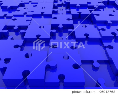 Background of blue puzzle pieces 96042768