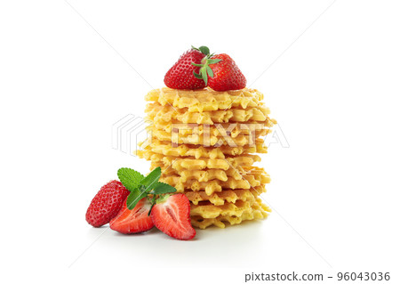 Concept of tasty food with wafers, isolated on white background 96043036