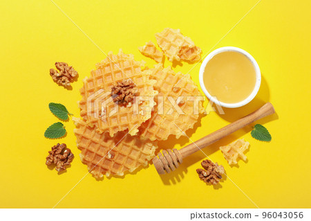 Concept of tasty food with wafers, top view 96043056