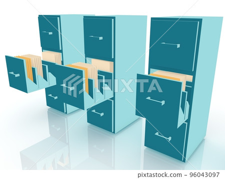 Office filing cabinets with open drawers 96043097