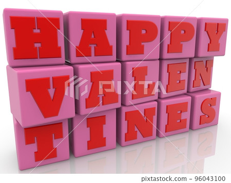 Happy valentines concept on pink toy blocks Happy valentines concept on pink toy blocks 96043100