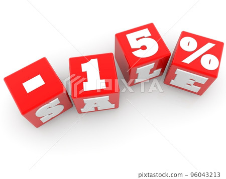 Red toy blocks with 15% discount on white 96043213