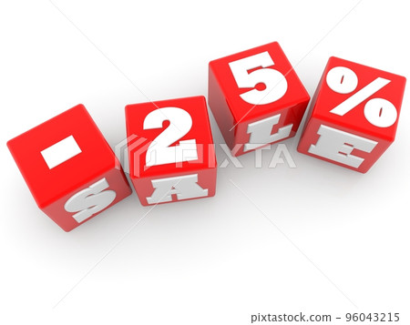 Red toy blocks with 25% discount on white Red toy blocks with 25% discount on white 96043215