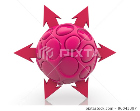 Pink abstract ball with arrows 96043397