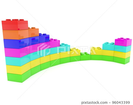 Construction made of colored toy bricks Construction made of colored toy bricks 96043399