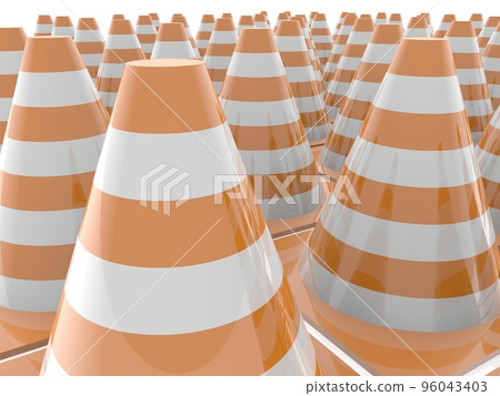 Close-up of road repair cones on white background 96043403
