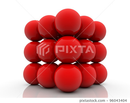 Red balls stacked on top of each other on white Red balls stacked on top of each other on white 96043404
