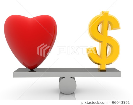 Heart and dollar sign in equilibrium concept Heart and dollar sign in equilibrium concept 96043591