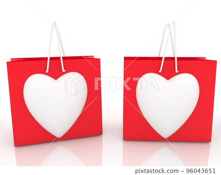 Two red shopping bags with white hearts 96043651
