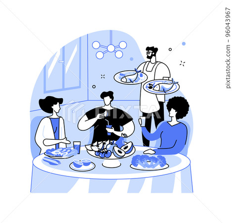 Serving healthy food isolated cartoon vector illustrations. Serving healthy food isolated cartoon vector illustrations. 96043967