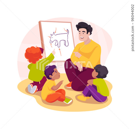 Listening to an adult isolated cartoon vector illustration. 96044002