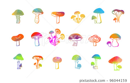 Set of different colorful, mushrooms . Vector illustration 96044159