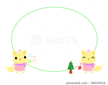 聖誕圓框狐狸 聖誕圓框狐狸 96044928