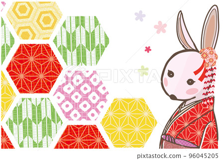 2023年新年賀卡兔身著日式服裝,日式圖案 2023年新年賀卡兔身著日式服裝,日式圖案 96045205