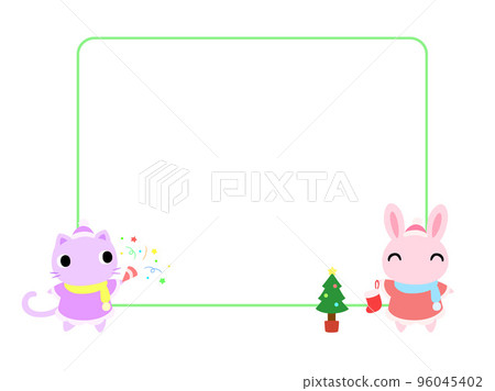 Christmas square frame cat and rabbit Christmas square frame cat and rabbit 96045402
