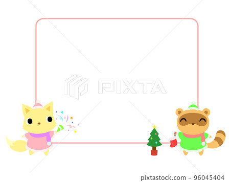 Christmas square frame fox and raccoon Christmas square frame fox and raccoon 96045404