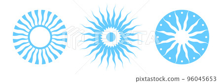 Abstract Decorative Blue Sun Icons. Design Elements Set. 96045653