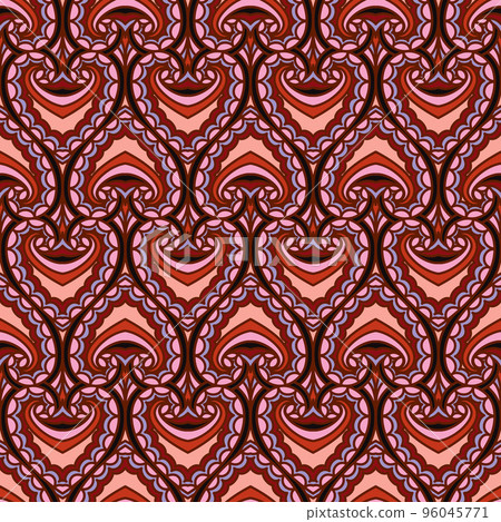 Abstract colorful hearts seamless pattern element. Stylish texture for backgrounds. Multicolor doodling print for banner, card, invitation, textile, fabric, wrapping paper Abstract colorful hearts seamless pattern element. Stylish texture for backgrounds. Multicolor doodling print for banner, card, invitation, textile, fabric, wrapping paper 96045771