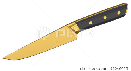 Chef's kitchen knife with a wooden handle isolated on white background. 96046095