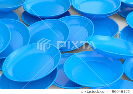 Heap of disposable utensils like plate on white background. Heap of disposable utensils like plate on white background. 96046105