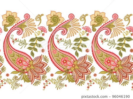 Fantasy flowers, paisley seamless pattern Fantasy flowers, paisley seamless pattern 96046190