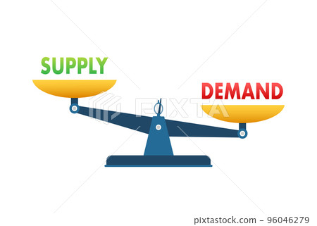 Demand and Supply balance on the scale. Business Concept. Vector stock illustration. Demand and Supply balance on the scale. Business Concept. Vector stock illustration. 96046279