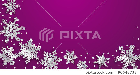 Christmas background with volume paper snowflakes 96046735