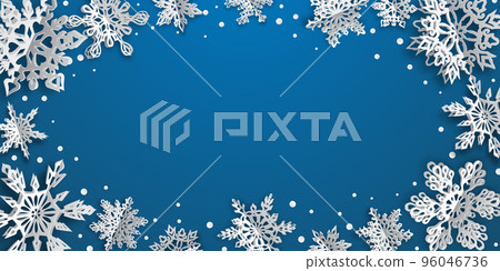Christmas background with volume paper snowflakes Christmas background with volume paper snowflakes 96046736
