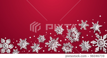 Christmas background with volume paper snowflakes Christmas background with volume paper snowflakes 96046739