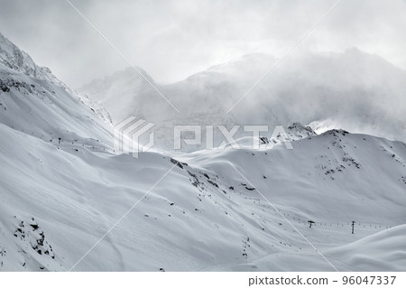 Skiing slopes from the top 96047337