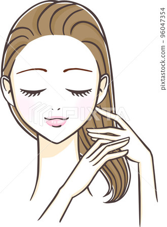 Illustration of a young woman taking care of her hair with treatment Illustration of a young woman taking care of her hair with treatment 96047354