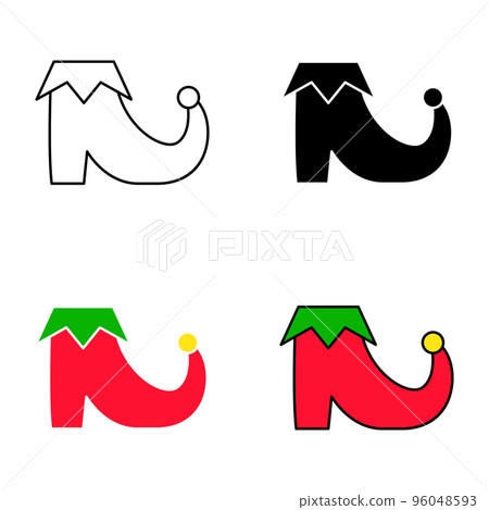 Set of Elf shoes in flat style isolated Set of Elf shoes in flat style isolated 96048593