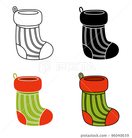 Set of christmas sock in flat style isolated Set of christmas sock in flat style isolated 96048639