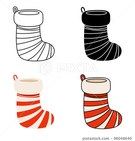 Set of christmas sock in flat style isolated Set of christmas sock in flat style isolated 96048640