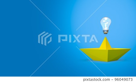 The creative thinking, yellow boat and light bulb for idea concept 3d rendering 96049073