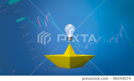 The creative thinking, yellow boat and light bulb for idea concept 3d rendering 96049074