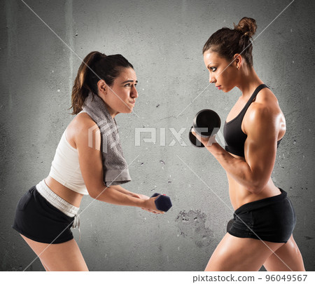 Workout in the gym with trainer Workout in the gym with trainer 96049567