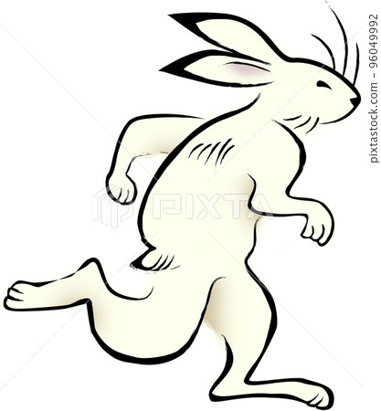Rabbit running a marathon (bird and beast caricature style) 96049992